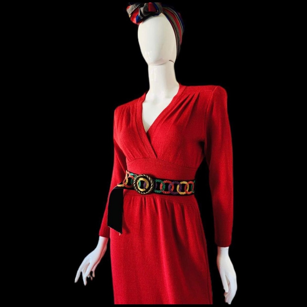 Sold Vintage 80’s does 40’s Designer St. John. Santana Knit Dress